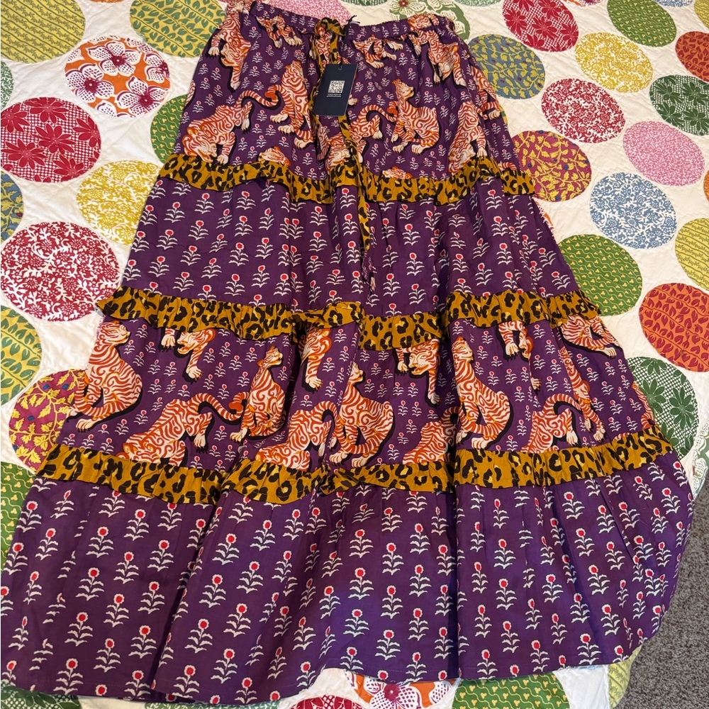 NWT PRINTFRESH Now or Later Tiger Queen skirt in purple/brown/black, size M - Picture 4 of 11